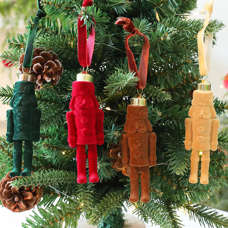 Home Improvement Store - Christmas Pendant Charming Flocked Walnut Soldier