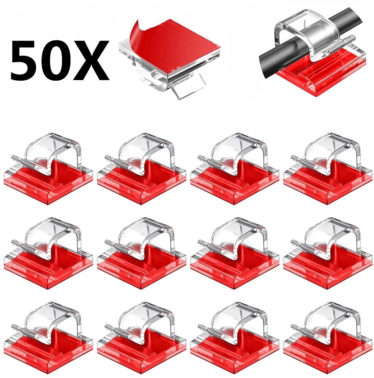Cable Staple Clip - 10/20/50PCS Self-adhesive Cable Organizer Clips Cable