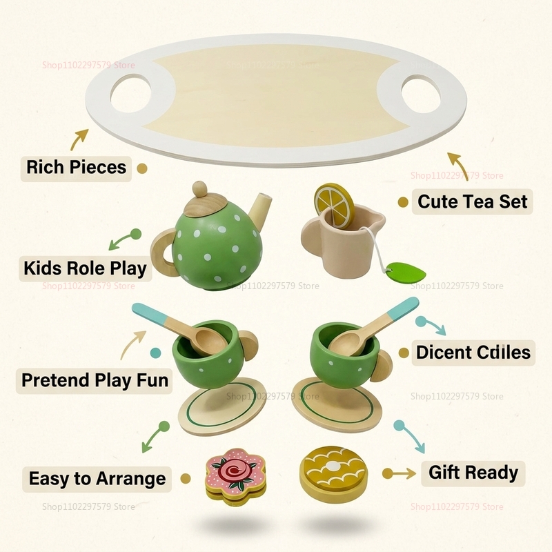 Kids Wooden Afternoon Tea Set  - Home Improvement Kitchen Set 评论和价格